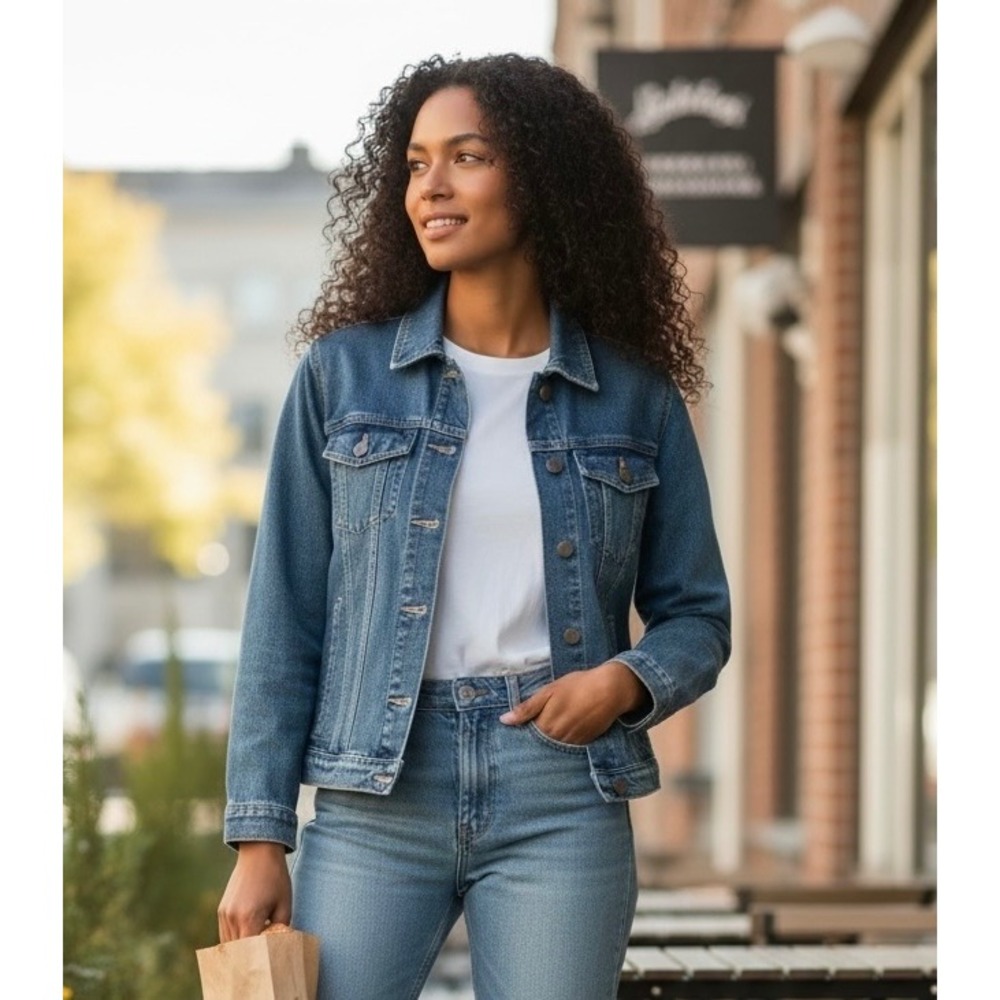 Martha Stewart NWT Vintage Wash Denim Jacket Blue Large Inside Pockets
